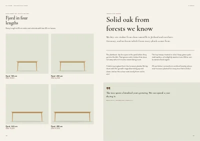 Pages 28–29 of Product catalogue for a furniture maker – 96 pages