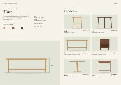 Pages 30–31 of Product catalogue for a furniture maker – 96 pages