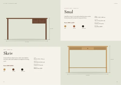 Pages 32–33 of Product catalogue for a furniture maker – 96 pages