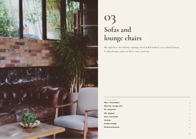 Pages 36–37 of Product catalogue for a furniture maker – 96 pages