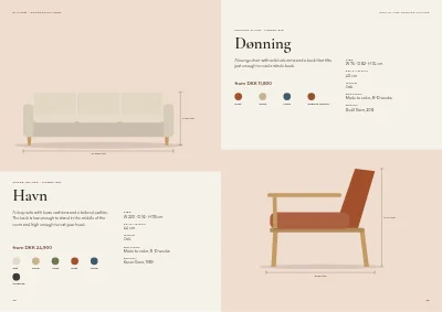 Pages 38–39 of Product catalogue for a furniture maker – 96 pages