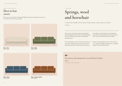 Pages 40–41 of Product catalogue for a furniture maker – 96 pages