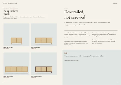 Pages 64–65 of Product catalogue for a furniture maker – 96 pages