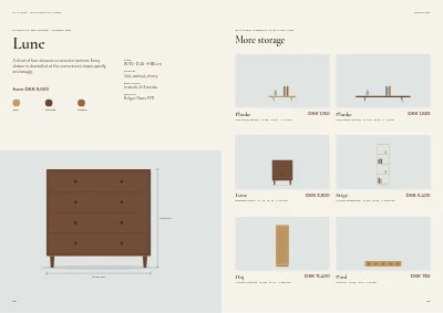 Pages 66–67 of Product catalogue for a furniture maker – 96 pages