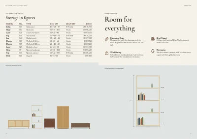Pages 70–71 of Product catalogue for a furniture maker – 96 pages