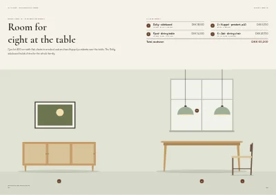 Pages 74–75 of Product catalogue for a furniture maker – 96 pages