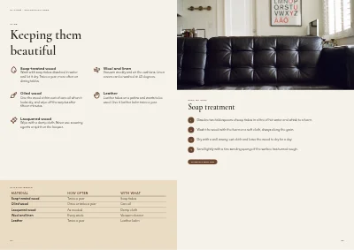Pages 84–85 of Product catalogue for a furniture maker – 96 pages