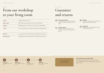 Pages 86–87 of Product catalogue for a furniture maker – 96 pages