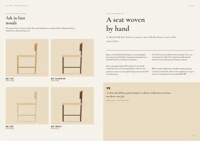 Pages 16–17 of Product catalogue for a furniture maker – 96 pages