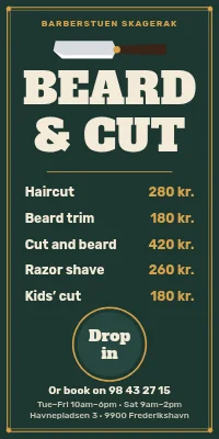 Door poster for a barber — beard and cut