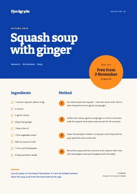 Recipe sheet — food app launch