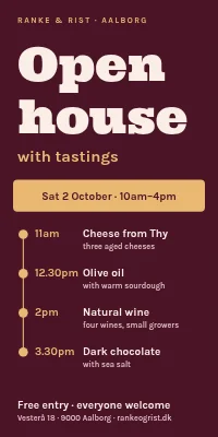 Door poster for a deli — open house with tastings