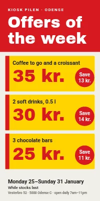 Door poster for a kiosk — offers of the week