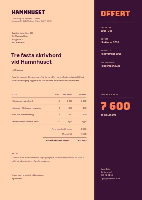 Offert — coworking-lokal