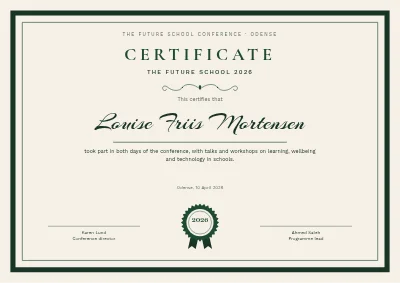 Certificate of attendance — conference