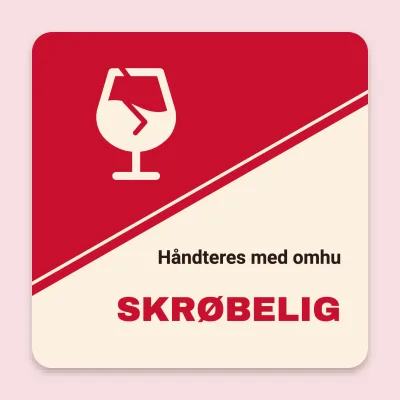 Skrøbelig, skråt delt