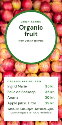 Door poster for a greengrocer — organic fruit