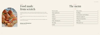 Pages 2–3 of Catering catalogue with menus and party rooms – 32 pages