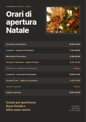 Orari di Natale — insegna del negozio con foto