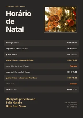 Horário de Natal — letreiro da loja com foto