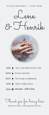 Silver wedding roll-up — 25 years and still in love