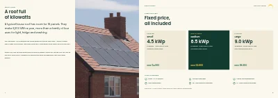 Pages 4–5 of Brochure for a solar panel and heat pump installer – 20 pages