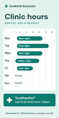 Door poster for a dental clinic — opening hours