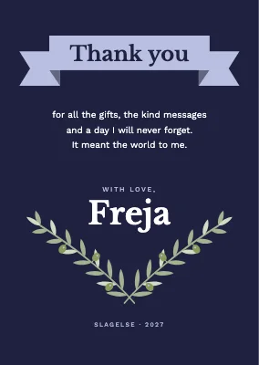 Thank-you card — ribbon and olive branches