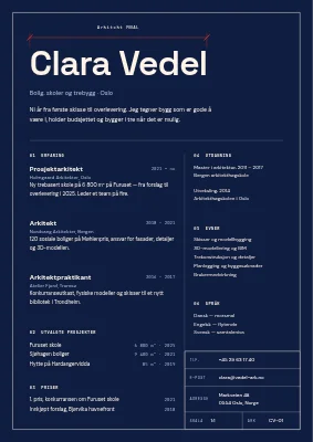 Arkitekt-CV — tegneark