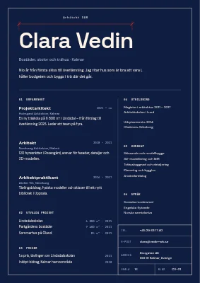 Arkitekt-CV — ritningsblad