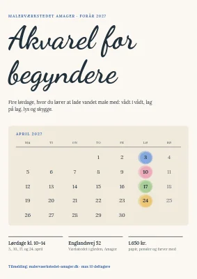 Akvarelkursus for begyndere på Amager