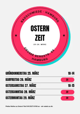 Öffnungszeiten an Ostern mit Siegel — Fahrradwerkstatt in Vesterbro