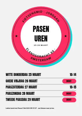 Paasopeningstijden met een zegel — fietsenmaker in Vesterbro