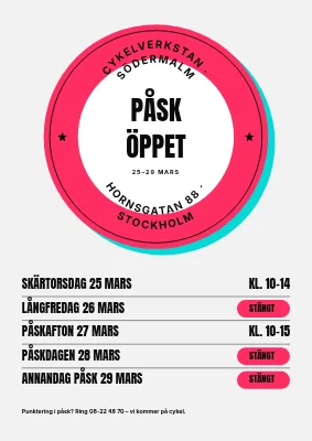 Påskens öppettider — Cykelverkstan på Hornsgatan