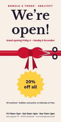 Door poster for a clothes shop — grand opening offers