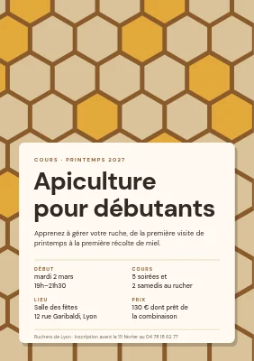 Cours d'apiculture — motif en nid d'abeilles