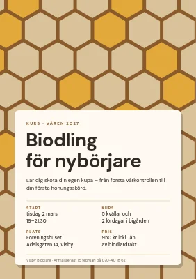 Biodlingskurs — honungskaksmönster
