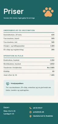 Side 2 af Dyrlæge med prisliste i Roskilde