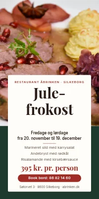 Dørplakat til restaurant — book julefrokost