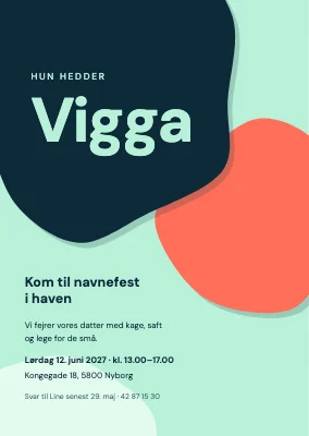 Navnefest — navnet klippet i papir