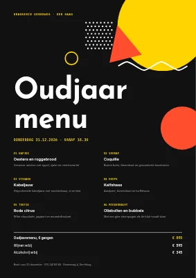 Oud-en-nieuwmenu — Memphis op zwart