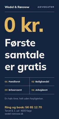Dørplakat til advokat — første samtale er gratis