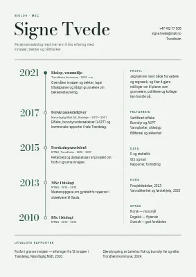 CV for biolog — tidslinje