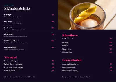 Side 2 af Cocktailbarens drinkskort