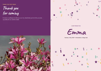 Omslag till Confirmation party programme with songs – 8 pages