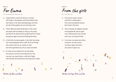 Sidorna 4–5 av Confirmation party programme with songs – 8 pages