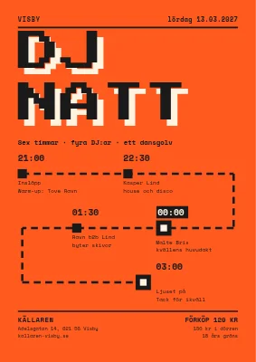 DJ-kväll i Kolding — kvällens rutt