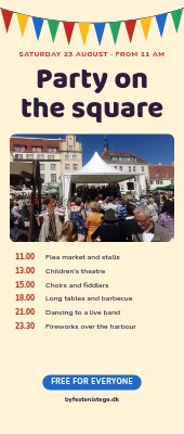 Town festival roll-up — party on the square