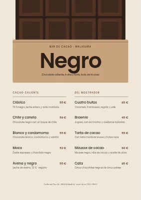 Barra de chocolate — carta