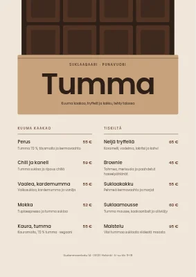 Suklaapatukka — menu